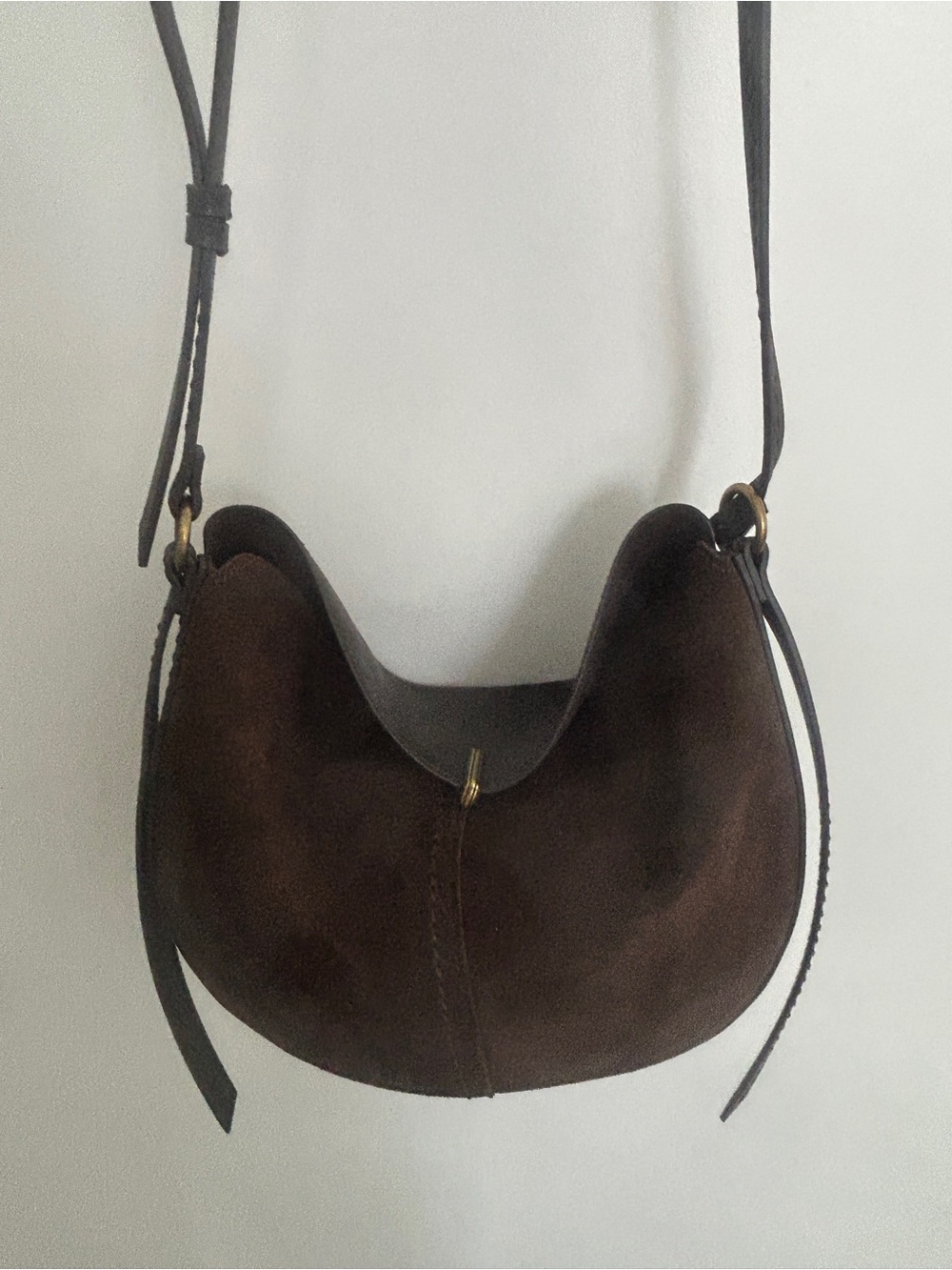 Dolce Vita Espresso Brown Suede & Smooth Leather Crossbody Bag